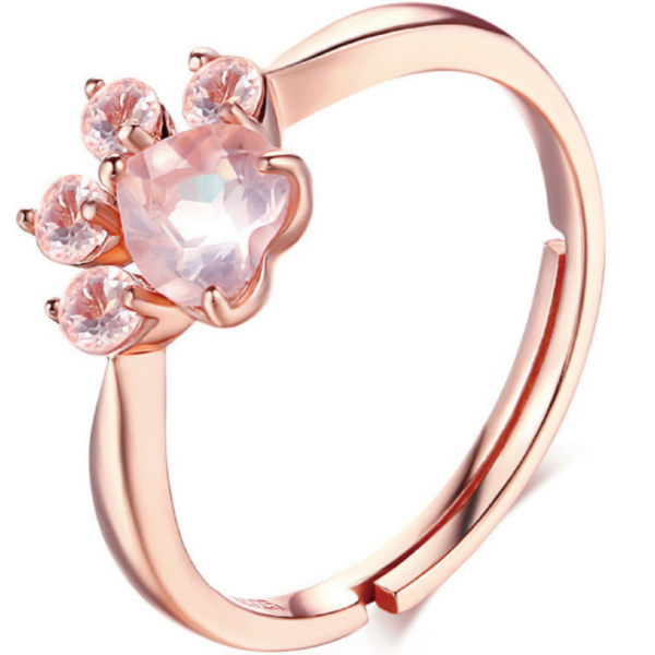 Anello in oro rosato con zampa di gatto