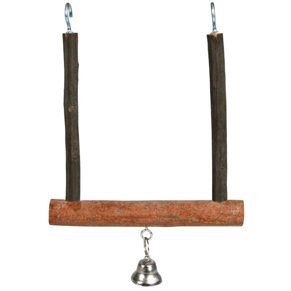 Trapezschaukel mit Glocke, Rindenholz
