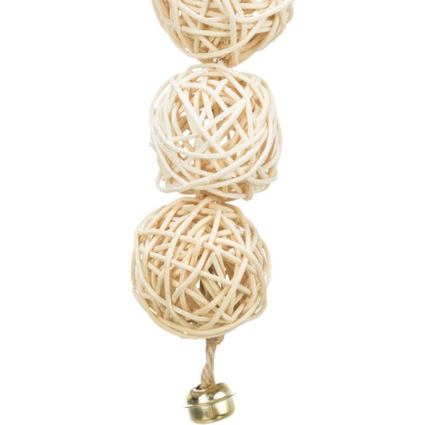 4x 3er Rattanball mit Glocke